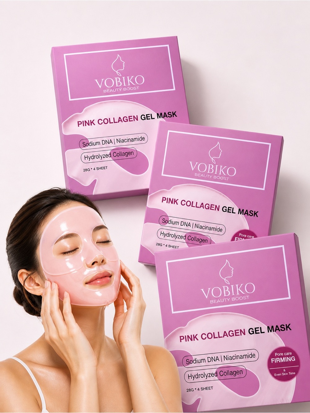 Glass Skin Collagen Gel Mask Set 3 Box Bundle Hydrating 12pc VOBIKO